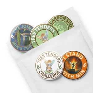 Set of five pin buttons with purpose